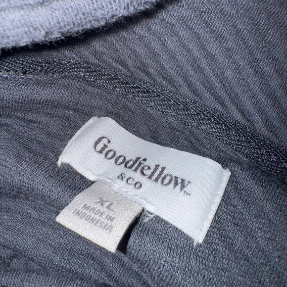 Goodfellow Black Textured Pullover Sweatshirt XL Snap Collar Ribbed Cuffs Hem - Picture 4 of 4